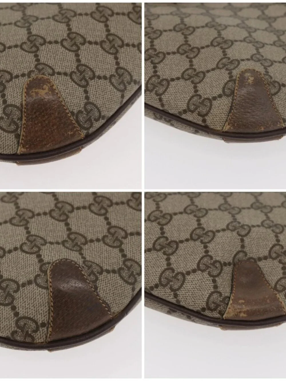 GUCCI GG Supreme Web Sherry Line Bag PVC Beige Gold 904 02 026 Auth ka4002